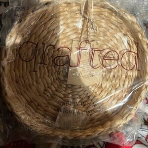 Crafted by QALARA 11” woven decorative tray made in India 100% Banana bark